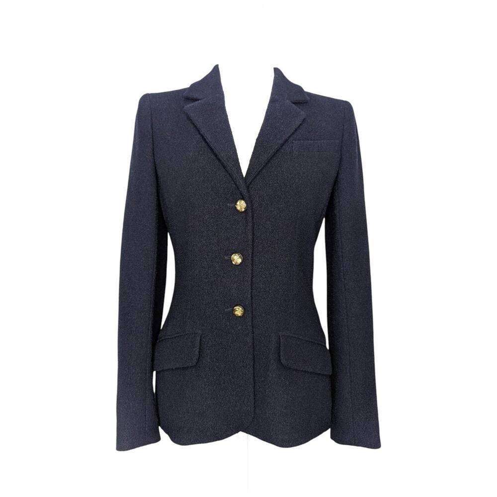Chanel Cruise 2010 (10C) Jacket Navy Boucle Blazer Gold CC Buttons FR 38 US 6